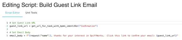 Script to generate guest link and email body